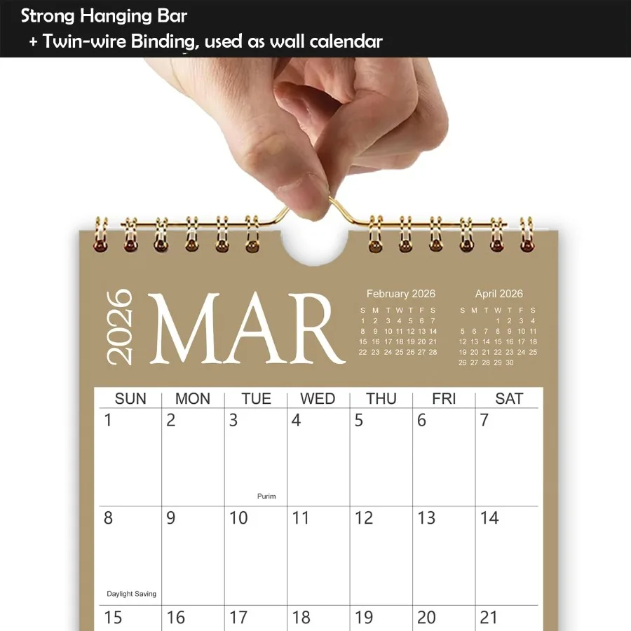 Mini Kalendarz Ścienny 2026-2027 6x9 Ih Mini Kalendarz 18-miesięczny Mały Kalendarz od Stycznia 2026 do Czerwca 2027 Mały Kalendarz Notatnikowy