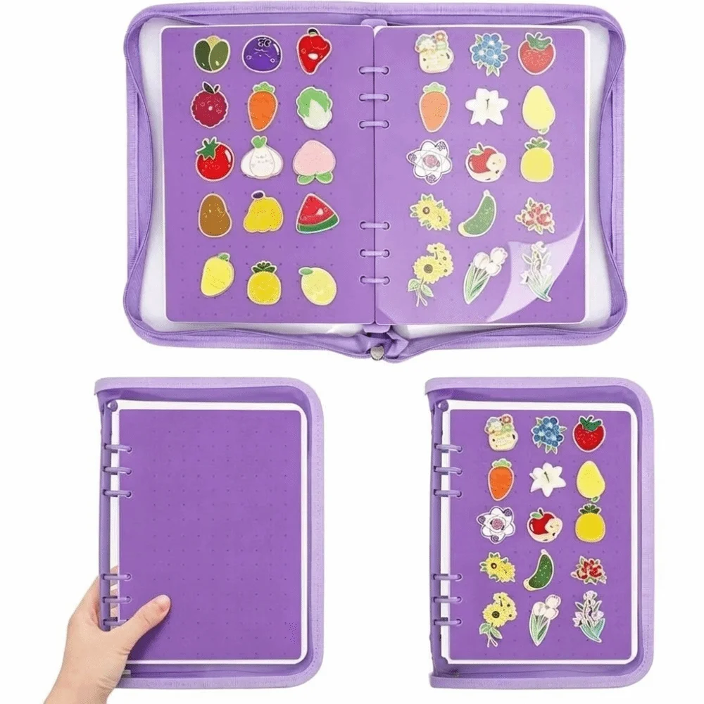 6 Pages Felt Brooch Storage Book Space Saving Dust-proof Badge Charms Organizer Portable Large Capacity Pin Storage Binder