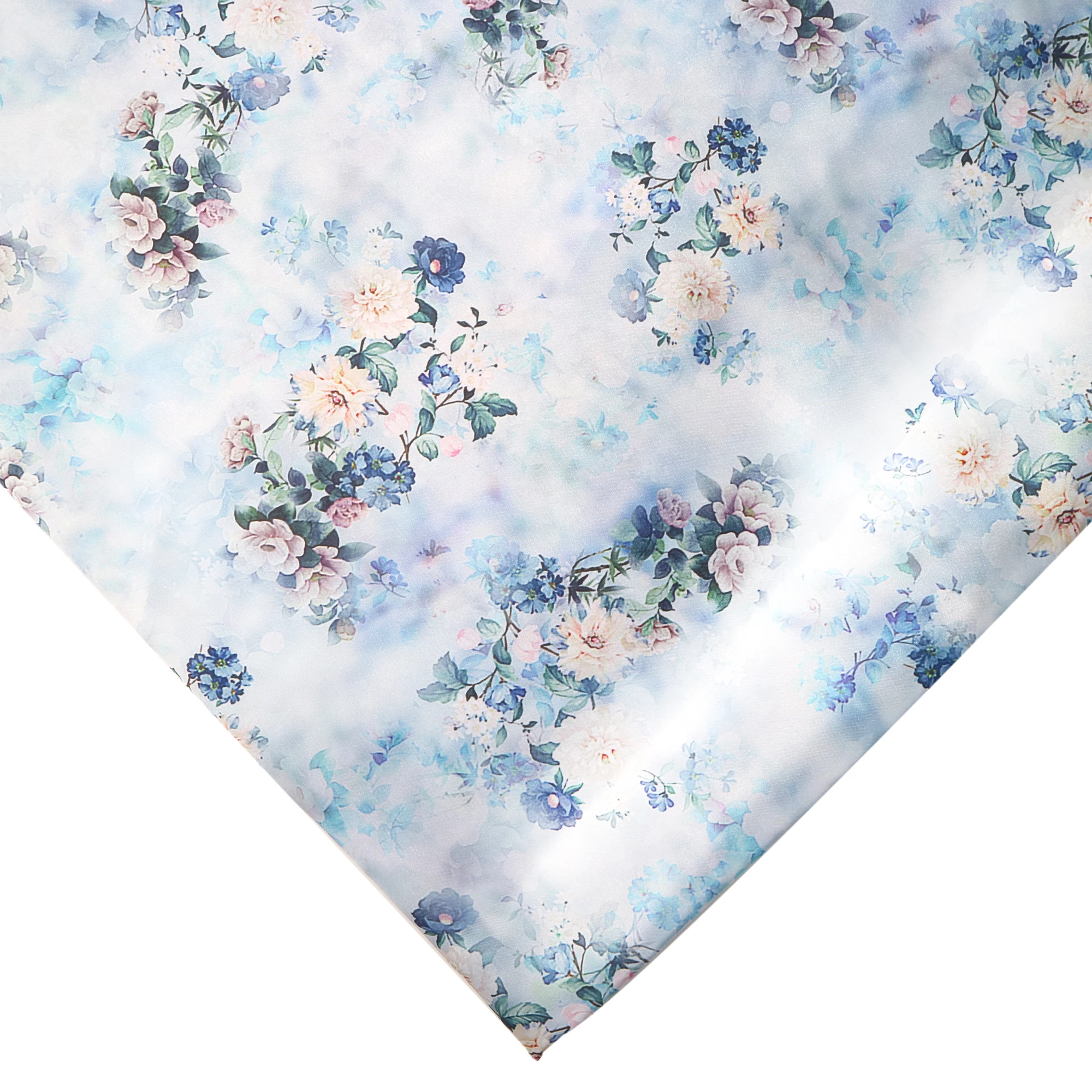 50*145cm Patchwork Blue Flower Polyester Cotton/Pure Cotton Satin Fabric Tissue Sewing Quilting Fabrics Needlework Material DIY