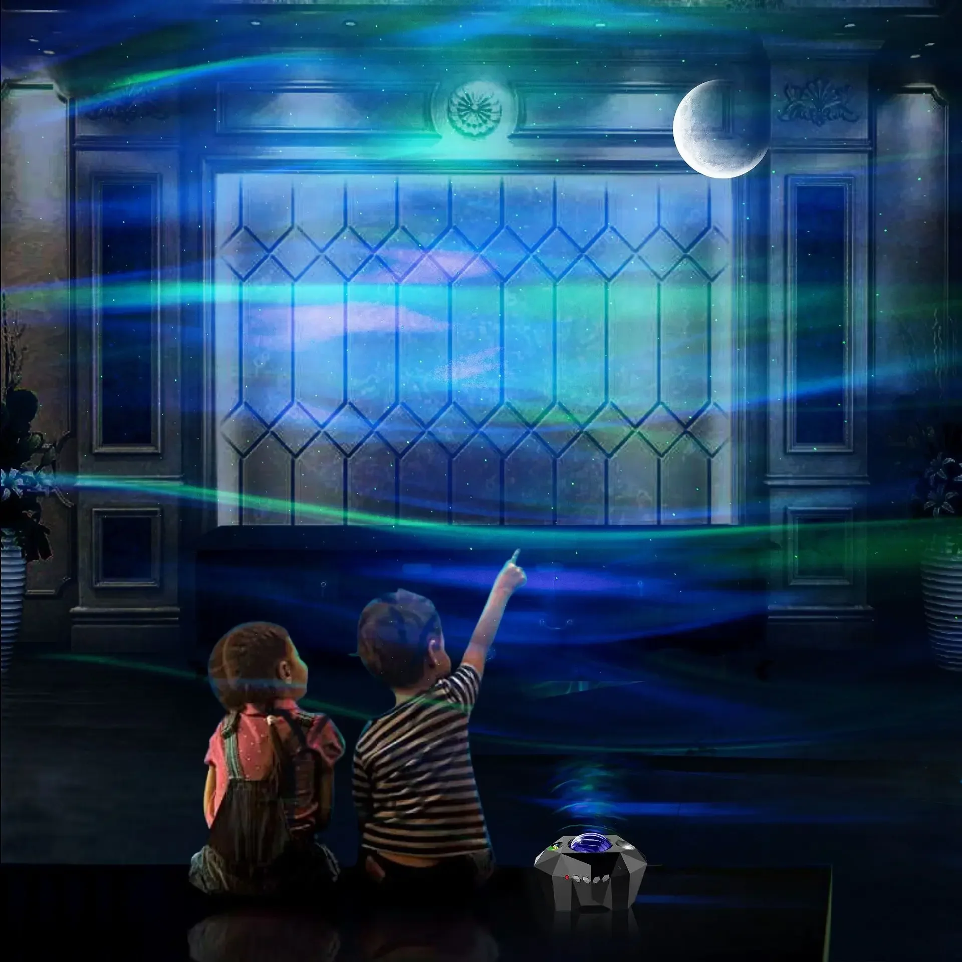 Bluetooth speaker laser atmosphere stage LED lights dreamy moon aurora starry sky projector novelty  galaxy projector