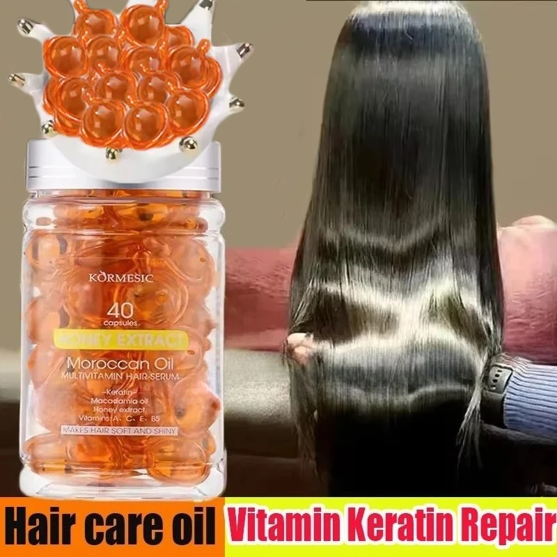 Magic Hair Vitamin Capsule Keratin Oil Fast Restore Hair Soft Smooth Shiny Deep Moisturizer Frizzy Dry Scalp Hair Care Products