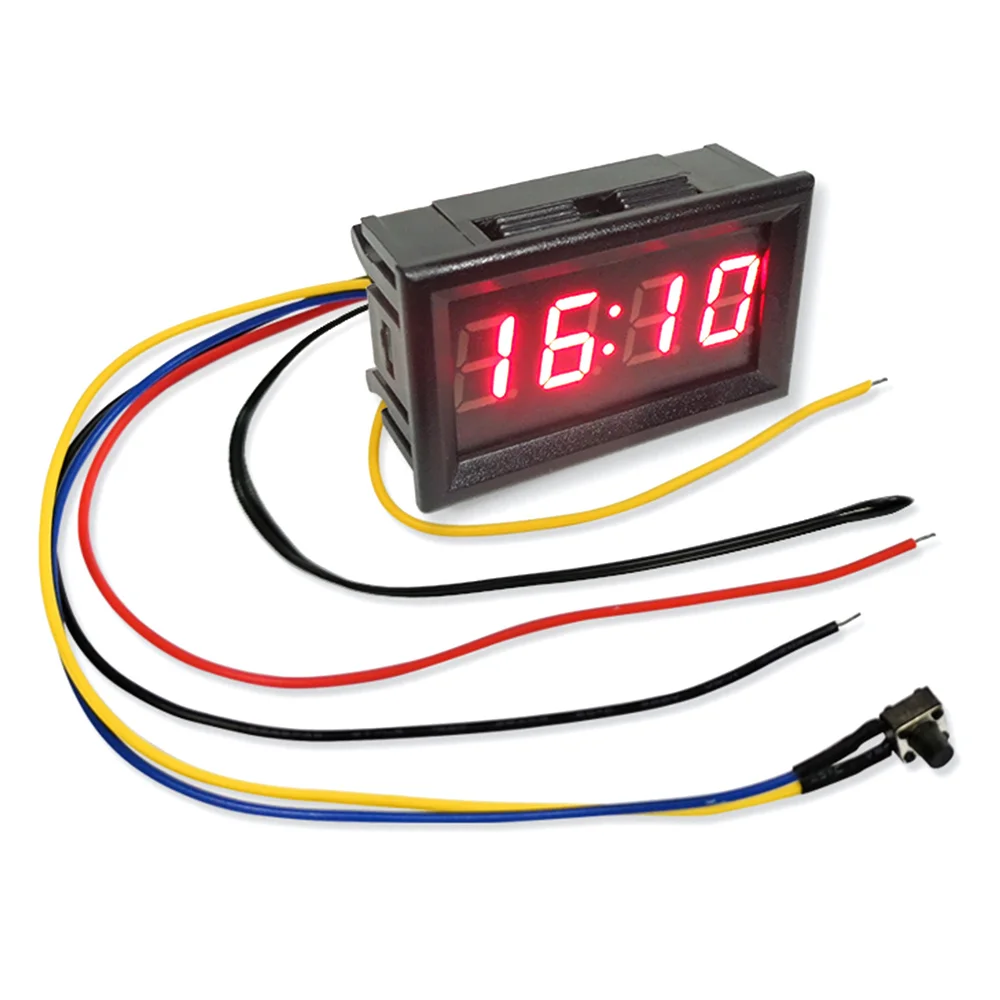 DC0-300V Digital Voltmeter and Thermometer Temperature Sensor Detector Temp Tester Gauge Car Electronic Clock Watch