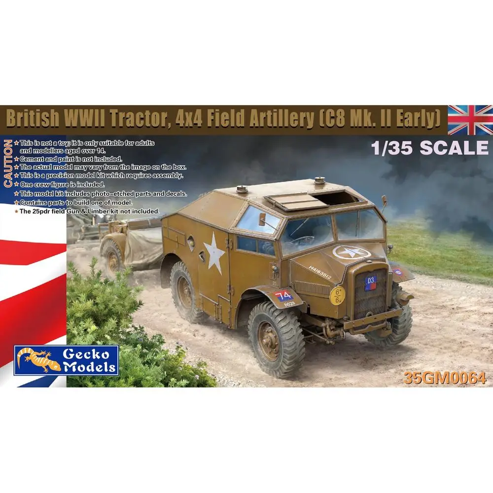 

Gecko Models 35GM0064 1/35 British Tractor 4x4 Field Artillery (C8 Mk. II Early) - Scale Model Kit