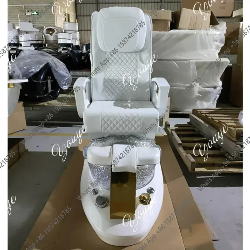 J Luxury White Pu Leather Pedicure Chairs 4 Sets Massage Beauty Shop No Plumbing Pedicure Chair Salon Beauty Furniture