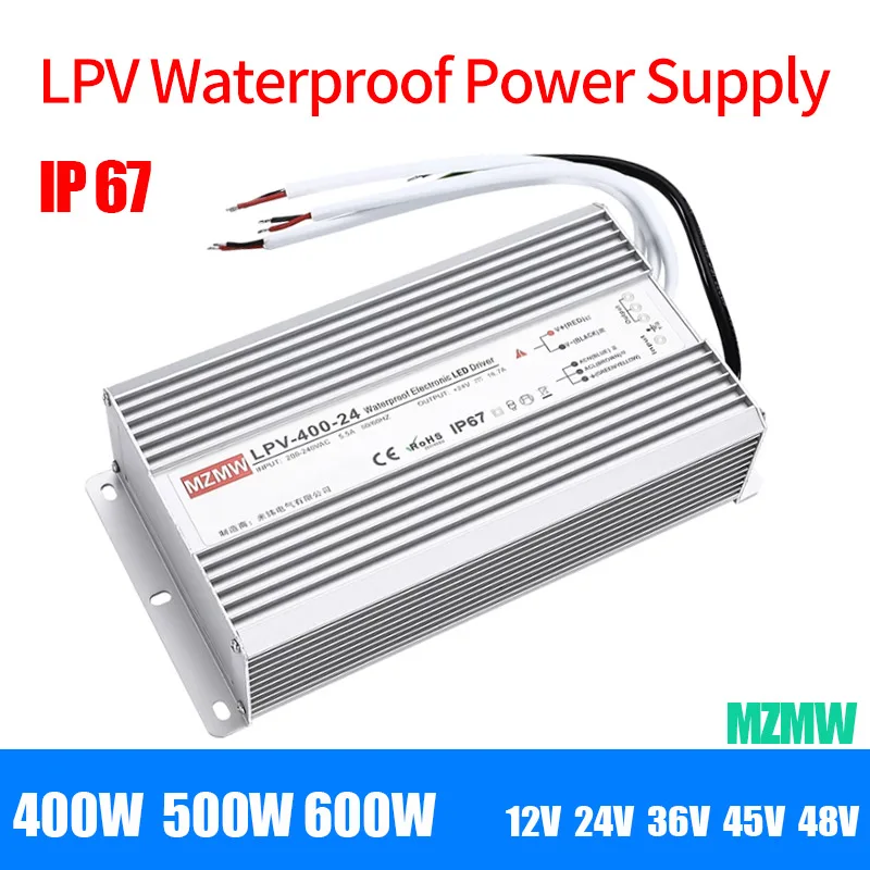 Waterproof Switching Power Supply 400W 500W 600W AC-DC 12V 24V 36V 48V IP67 Constant voltage Driver Lighting Transformer SMPS