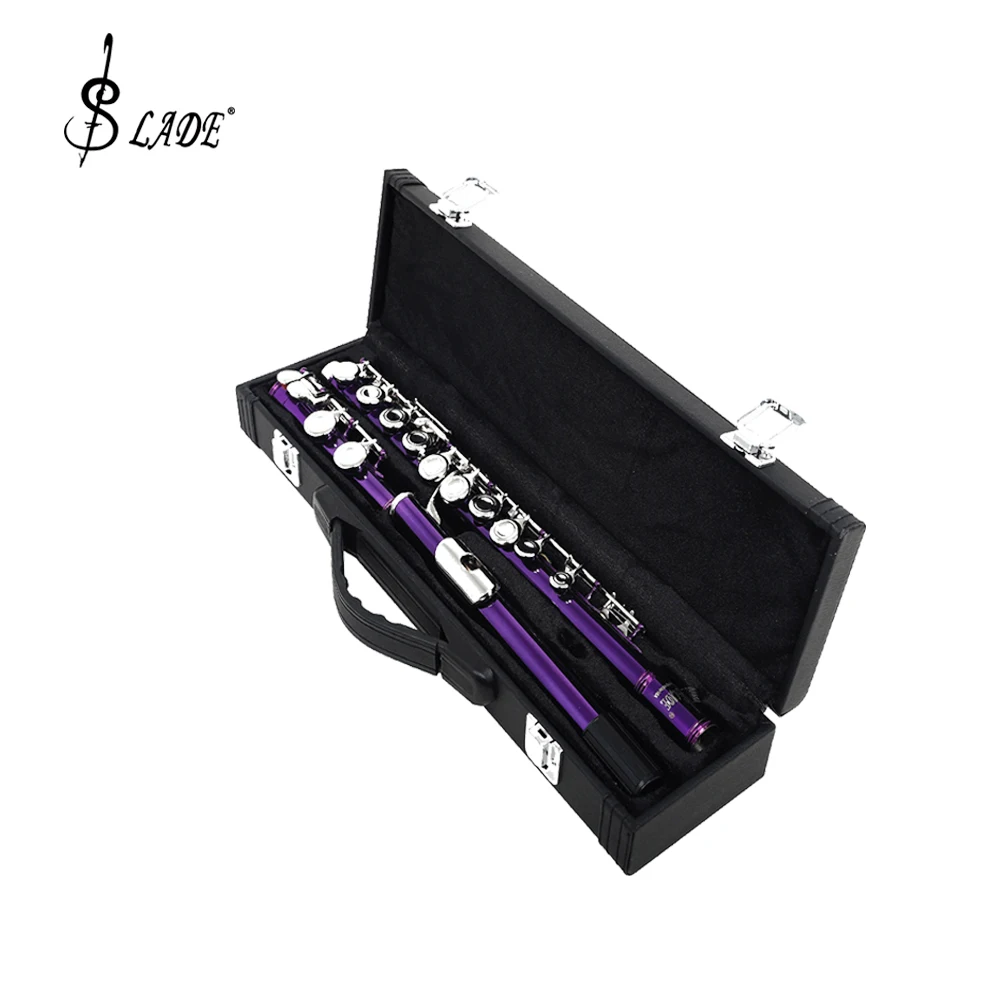 SLADE C Key Flute Instrument Professional 16 Holes Closed Open Flute Closed Key Cupronickel Tube Flute with Box Cleaning Cloth