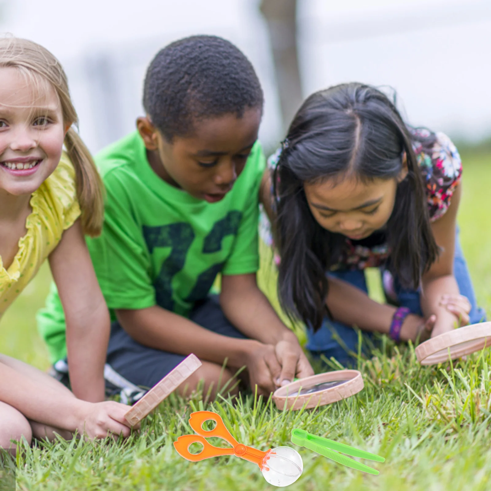 6 مجموعة الاطفال في الهواء الطلق مقص مقاطع الحشرات اصطياد أداة ملاقط بلاستيكية لاستكشاف الطبيعة التعليمية طفل الماسك عدة