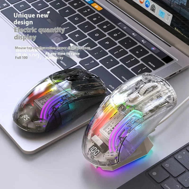 Attack Shark X2 Pro Three-mode Gaming Mouse Rgb Magnetic Charging Digital Screen Transparent Luminous Bluetooth Office Mouse