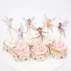 12/24pcs Fairy Cupcake Topper Girl Birthday Cake Topper Fairy Themed Party Decorations Ballet Dancer Cake Decoration