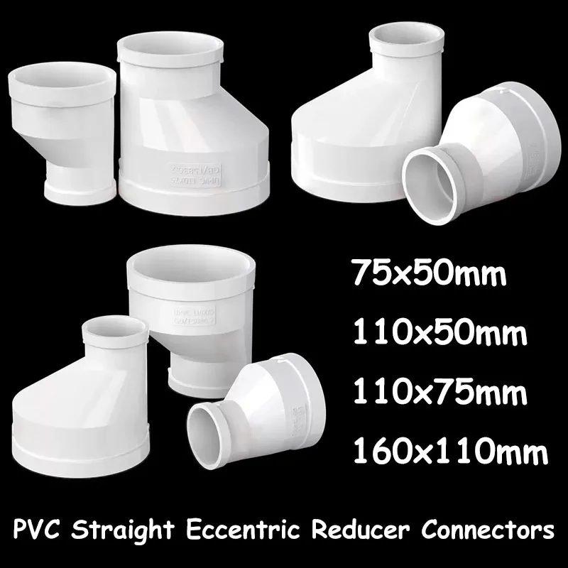 

1~10pcs 70/110/160mm White PVC Straight Eccentric Reducer Connectors Water Pipe Adapters Fish Tank Tube Joint Fitting