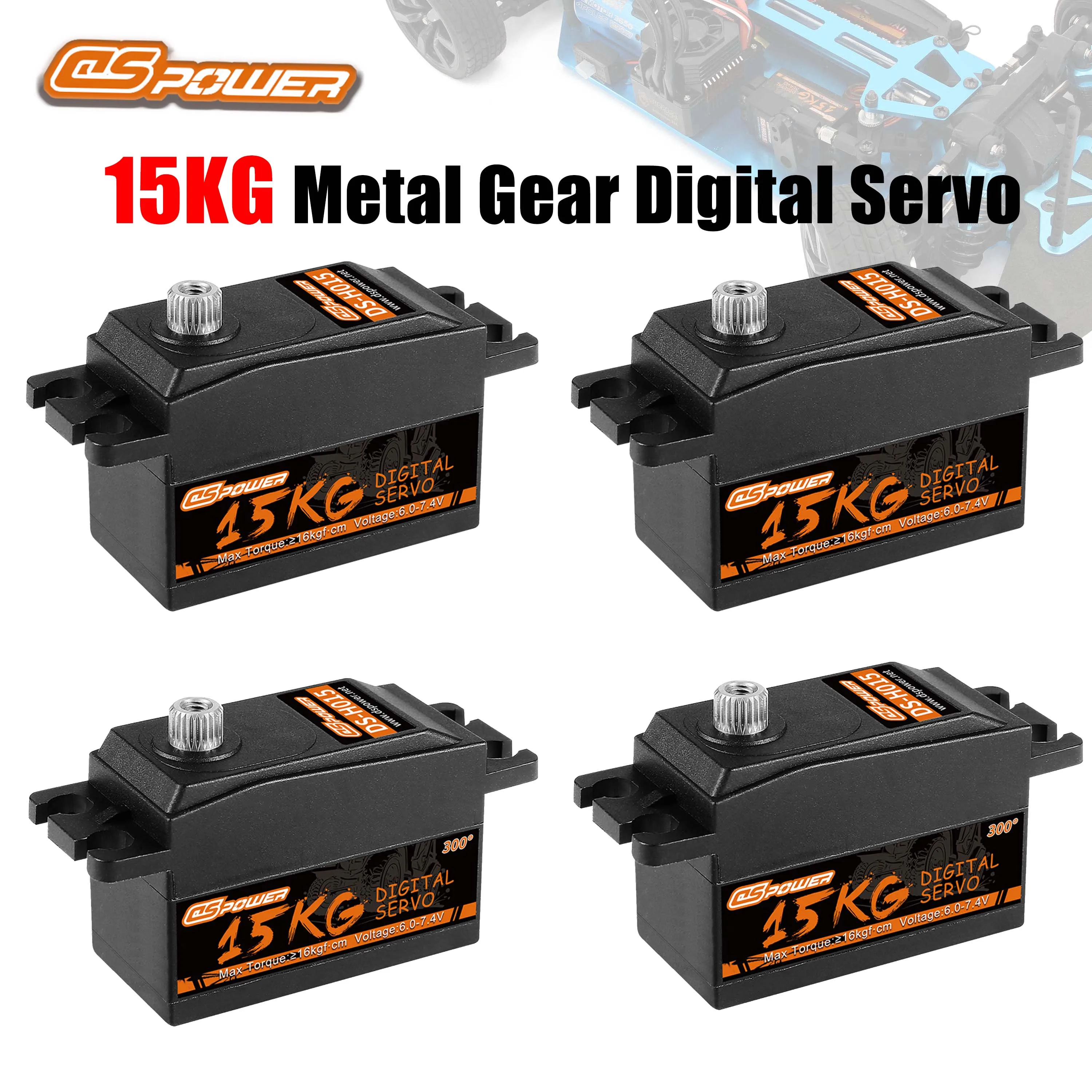 DSPOWER 15KG Metal Gear Short Body Servo Standardowy cyfrowy silnik niskoprofilowy do 1/8 1/10 RC Car Axial Scx10 Plane Boat Robot Toy