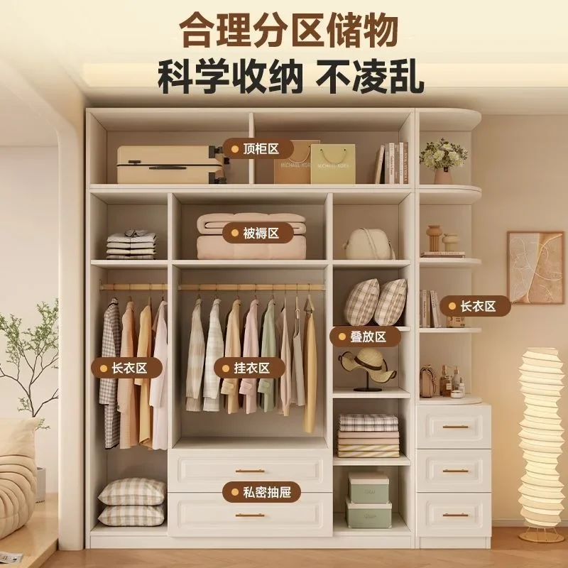 Solid wood wardrobe, home bedroom rental room installation-free new wardrobe, rental room storage wardrobe