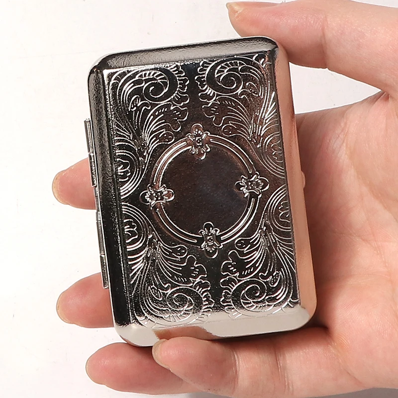 Erliao New Fashion Metal Storage Tobacco Case Classic Square Design For Cigarette Case Pocket Tobacc Box Cigarette Accessories