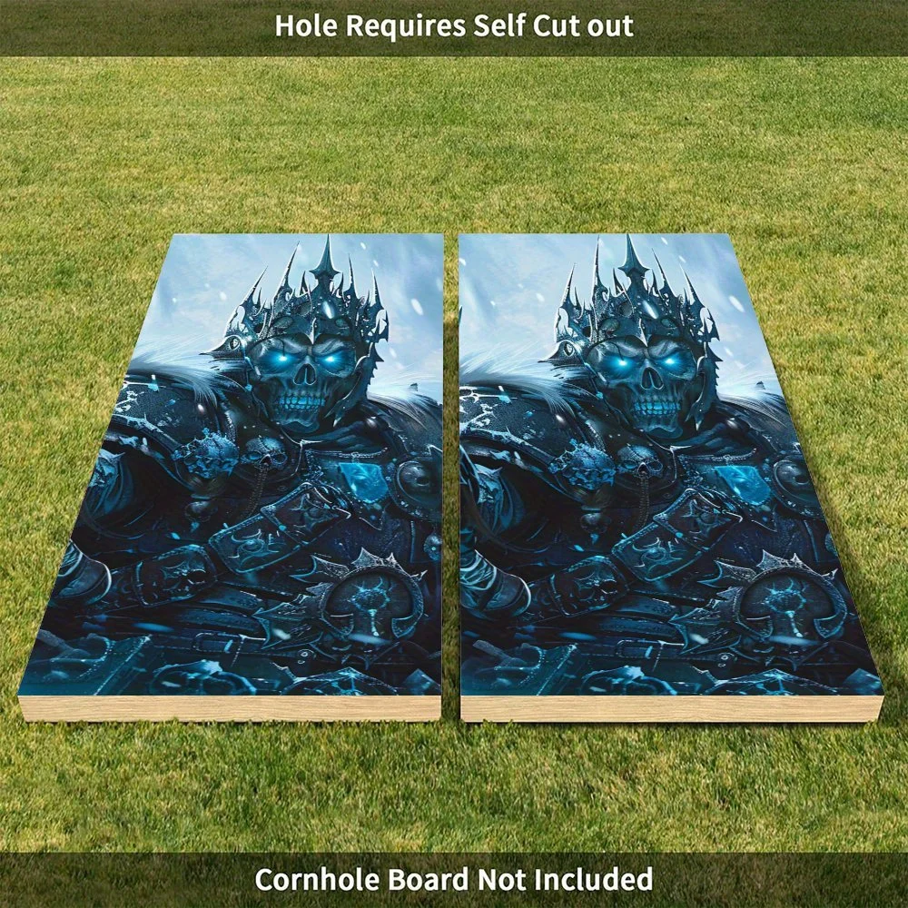 Papan Cornhole Tahan Air Ice Abyss Dead Soul, Desain Papan Permainan Luar Ruangan PVC, Sempurna untuk Aktivitas Olahraga & Rekreasi