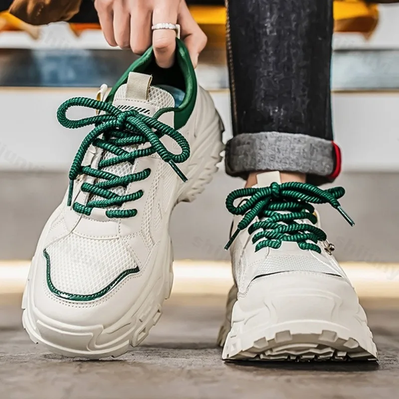 

Niche Designed Mesh Breathable Casual Shoes for Men 2025 Spring Comfortable Fashion Trend Versatile Thick Soles Chunky sneakers