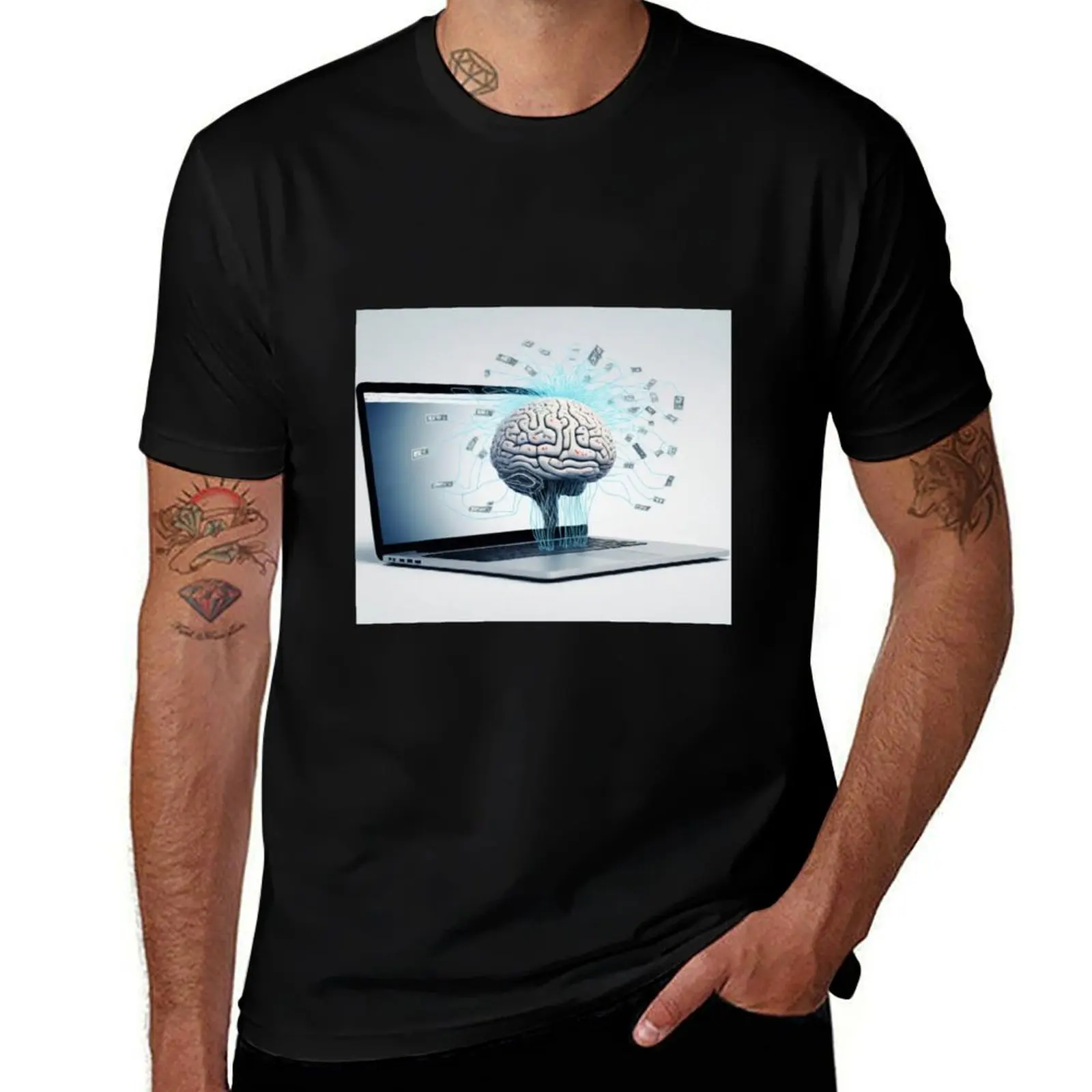 Harmonie du futur : une vision d'évolution conjointe de l'IA et de l'humanité T-shirt de sport à manches courtes