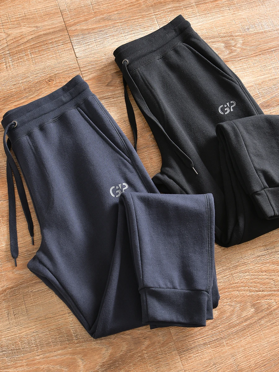 Men's Sporty Knitted Terry Sweatpants Loose Fit Casual Spring Bottoms Elastic Waistband  Color Trendy Leisure Trousers