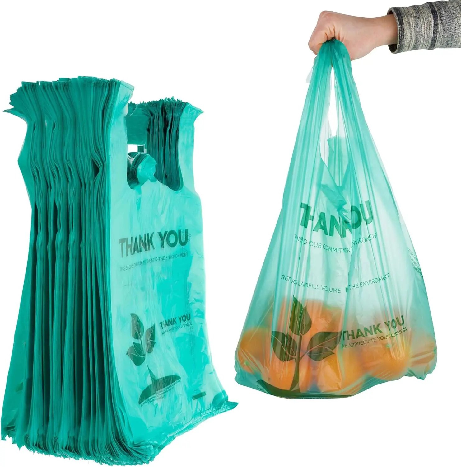 

Eco-Friendly Disposable T-Shirt Bags with Handles for Grocery Shopping and Produce
