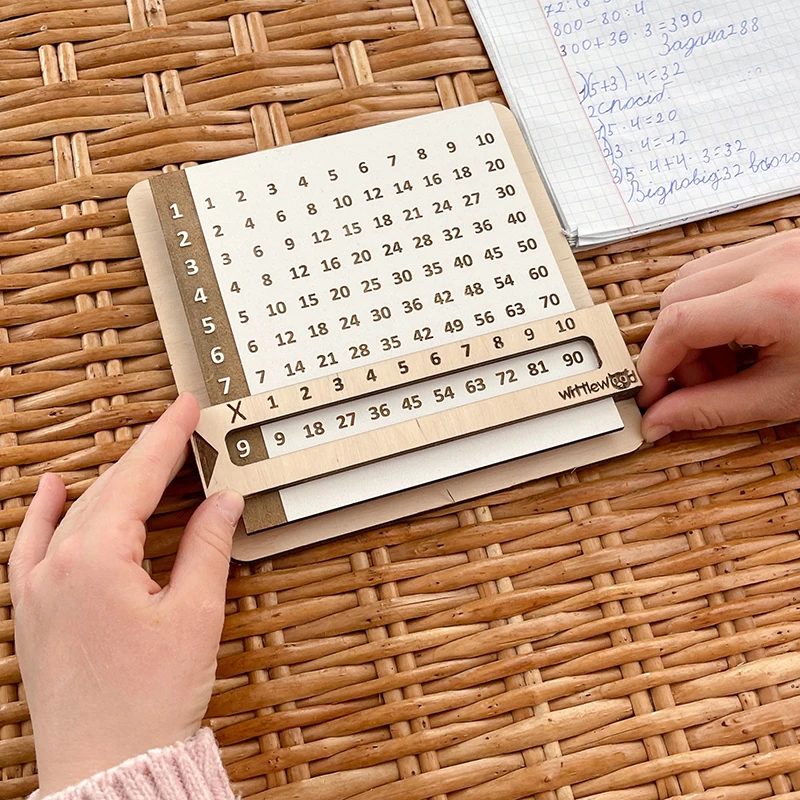 子供木製スライド式掛け算表モンテッソーリおもちゃ数学カウントボード教育ツール学習教育玩具子供向け