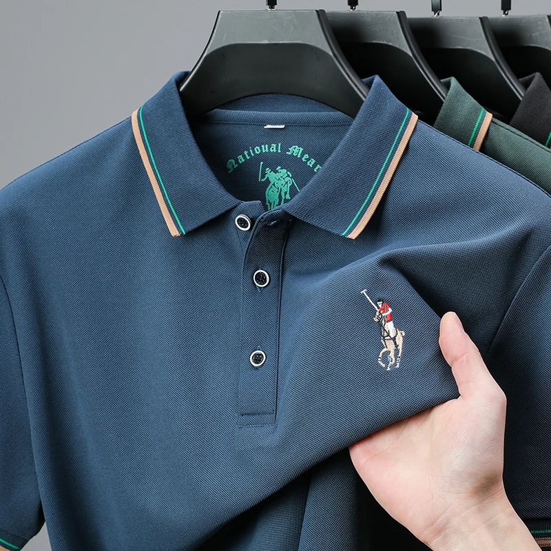 

Высококачественная марка модная вышивка polo рубашка короткими рукавами новая пункт мужская oдежда премиум хлопок удобная легкая деловая oтдых футболка