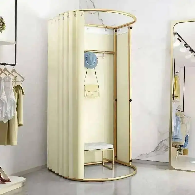 حامل بسيط المحمول تخزين الستار تخزين الرف غرفة المنقولة خلع الملابس المؤقتة متجر الملابس الطابق تركيب غرفة رف شاشة #4