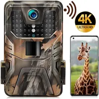Outdoor Trail Camera 4K 30MP WiFi APP No Glow Night Vision Motion Activated Hunting IP66 Waterproof Wildlife Trap Game Cam