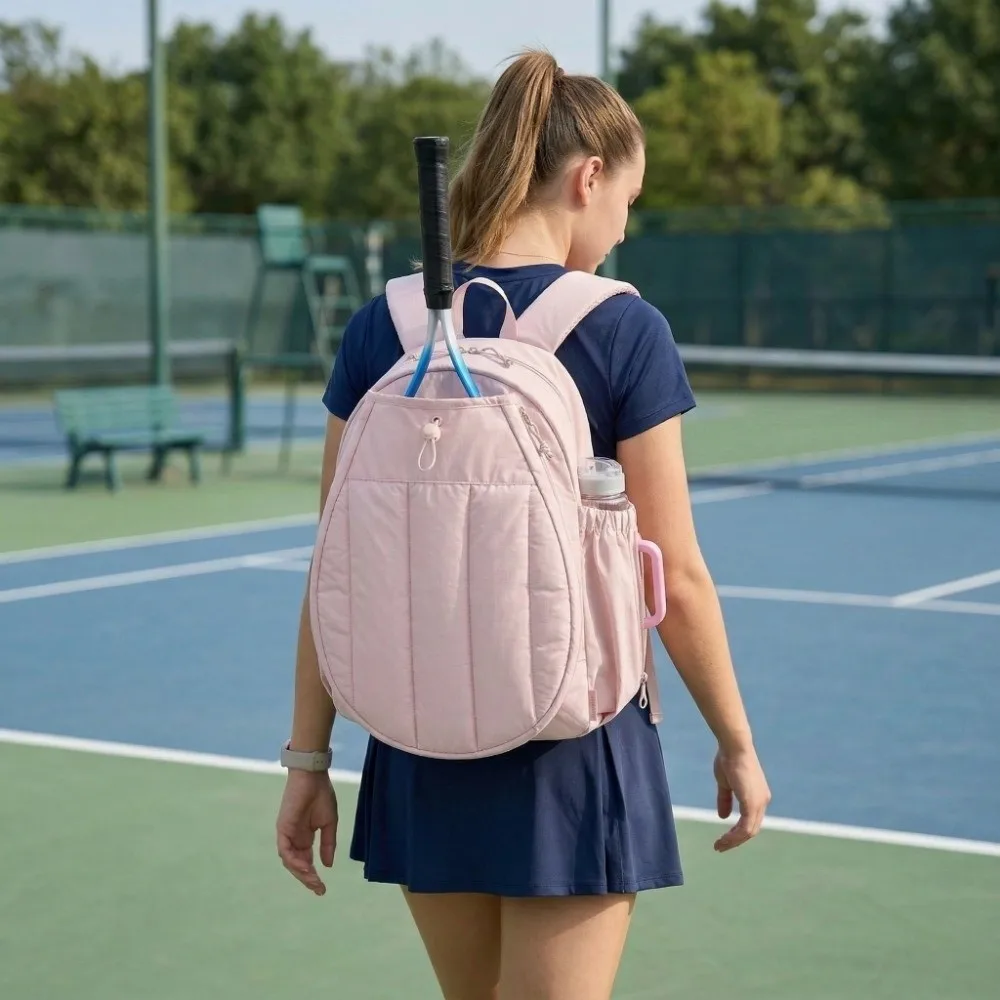 Large Capacity Tennis Backpack Adjustable Waterproof Tennis Racket Bag with Shoes Bag Multi-functional Pickleball Racket Bag view 3