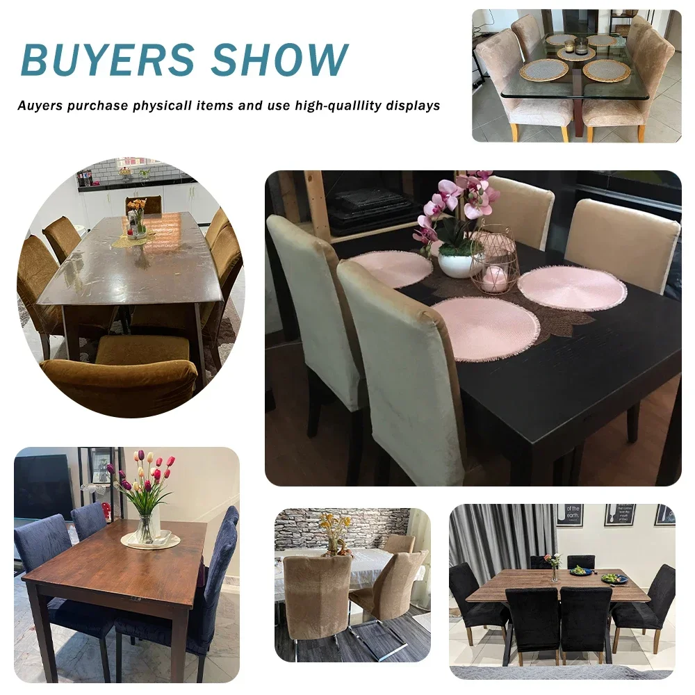 2024 Soft Velvet Chair Covers Thick Solid Color Chair Seat Cover Stretch Dining Room Chair Slipcover Office Banquet Restaurant