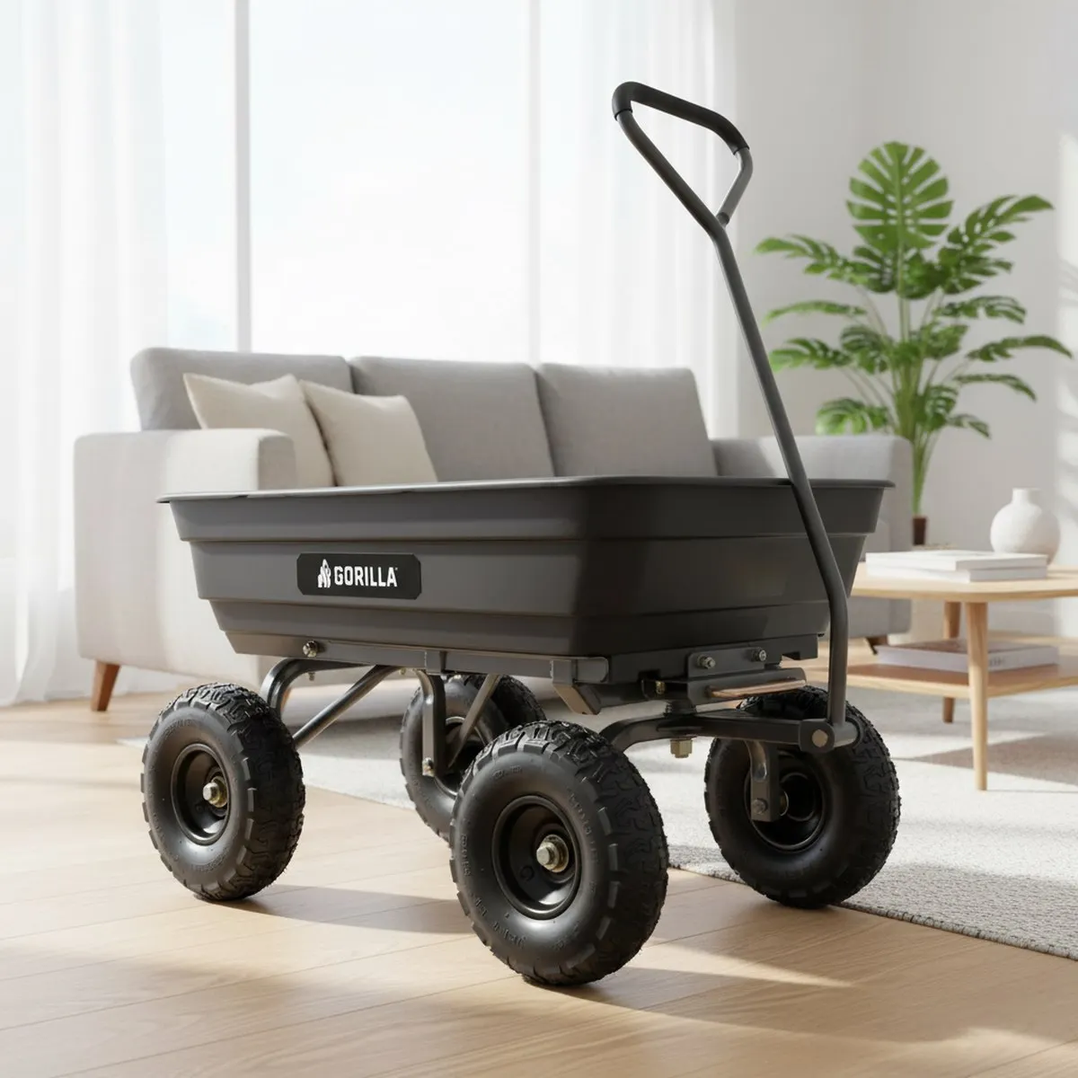 Durable Garden Yard Cart 4 Cu Ft Poly Bed Large Load Pneumatic Wheels Easy Dump Tool