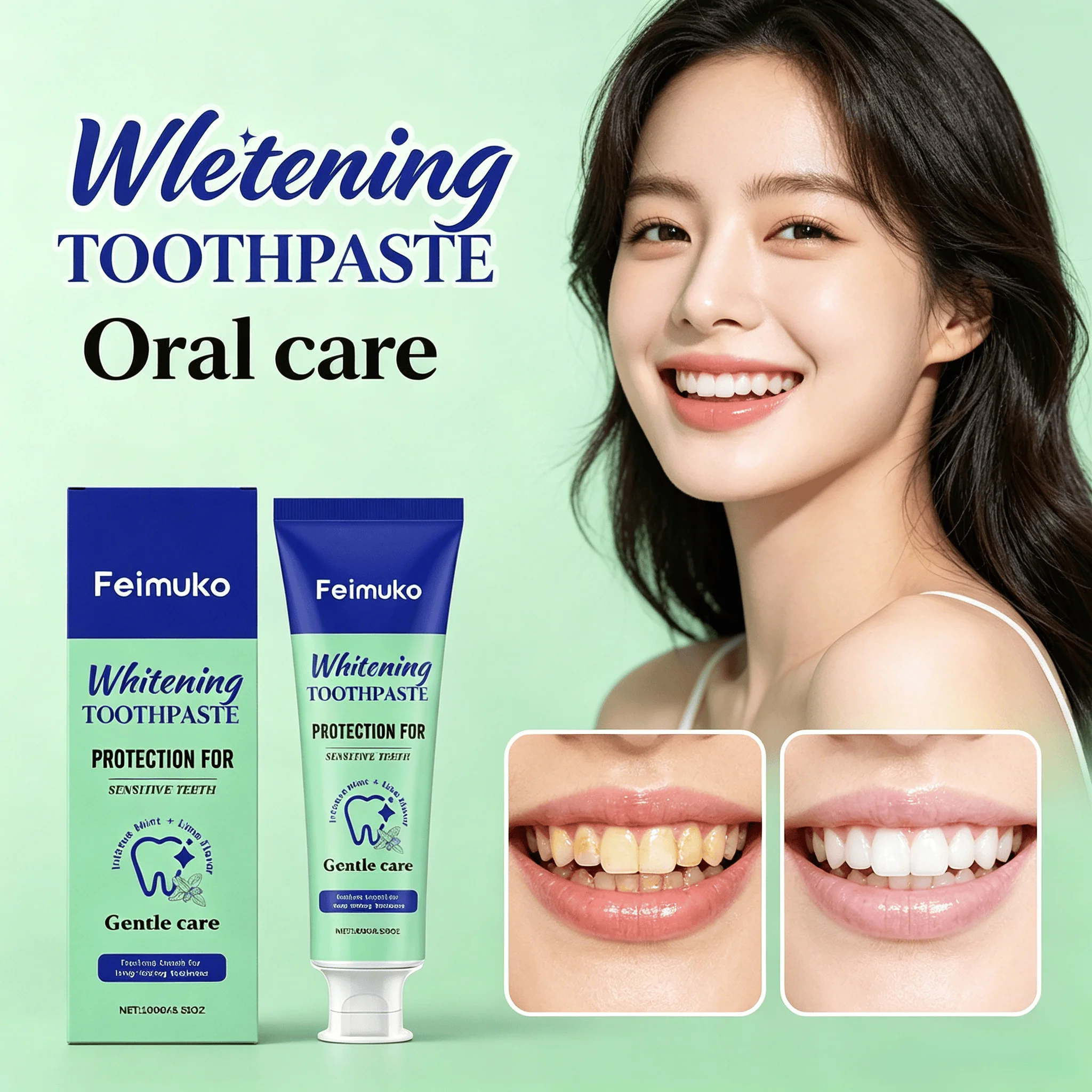 Gentle Care Toothpaste For Sensitive Teeth Mint Lime Flavor Deep Cleaning Long Lasting Fresh Breath Oral Care Toothpaste