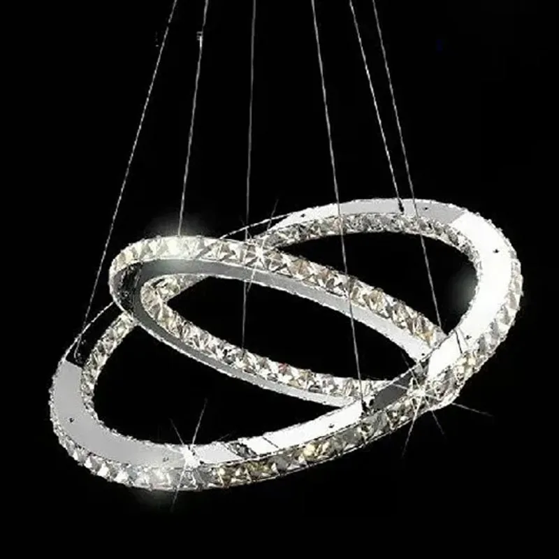 Hot sale Diamond 2 Ring LED K9 Crystal LED Chandelier Light Modern Crtstal lamp Circles fixture 100% Guarantee