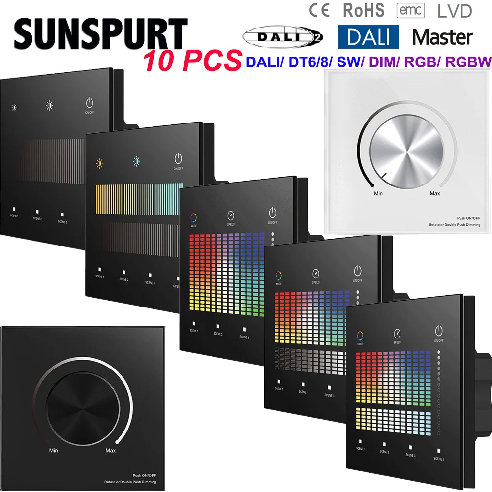 5Skydance 1-4 Zone Wall Mounted Touch DALI Panel TD1-4S TL4-1D Dimming TL4-2D CCT DALI Master Controller Powered DALI Bus 24V DC