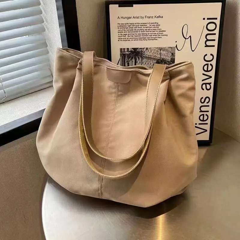 2024 New Spring and Autumn Leisure Large Capacity College Students Class Simple Fashion One-shoulder All-in-one Canvas Tote Bag