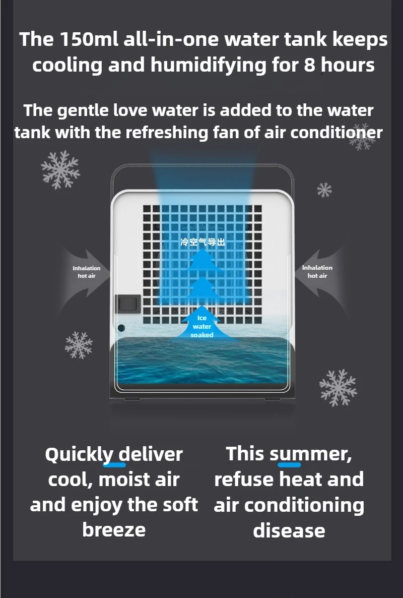 Ventilador de ar condicionado doméstico com umidificação mesa luz noturna ar condicionado íon negativo ventilador de refrigeração
