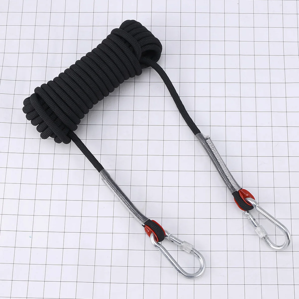 10M 10Mm 厚さのクライミングロープ ブラック 強化ポリエステル 軽量 ポータブル セーフティスリング アウトドア登山 ラペリング用