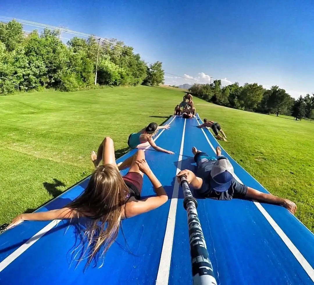 HIBADOU Opblaasbare Lucht Gymnastiek Mat Trainingsmatten 8x2x0.2m Opblaasbare Mat Gymnastiek Air Track Met een Pomp