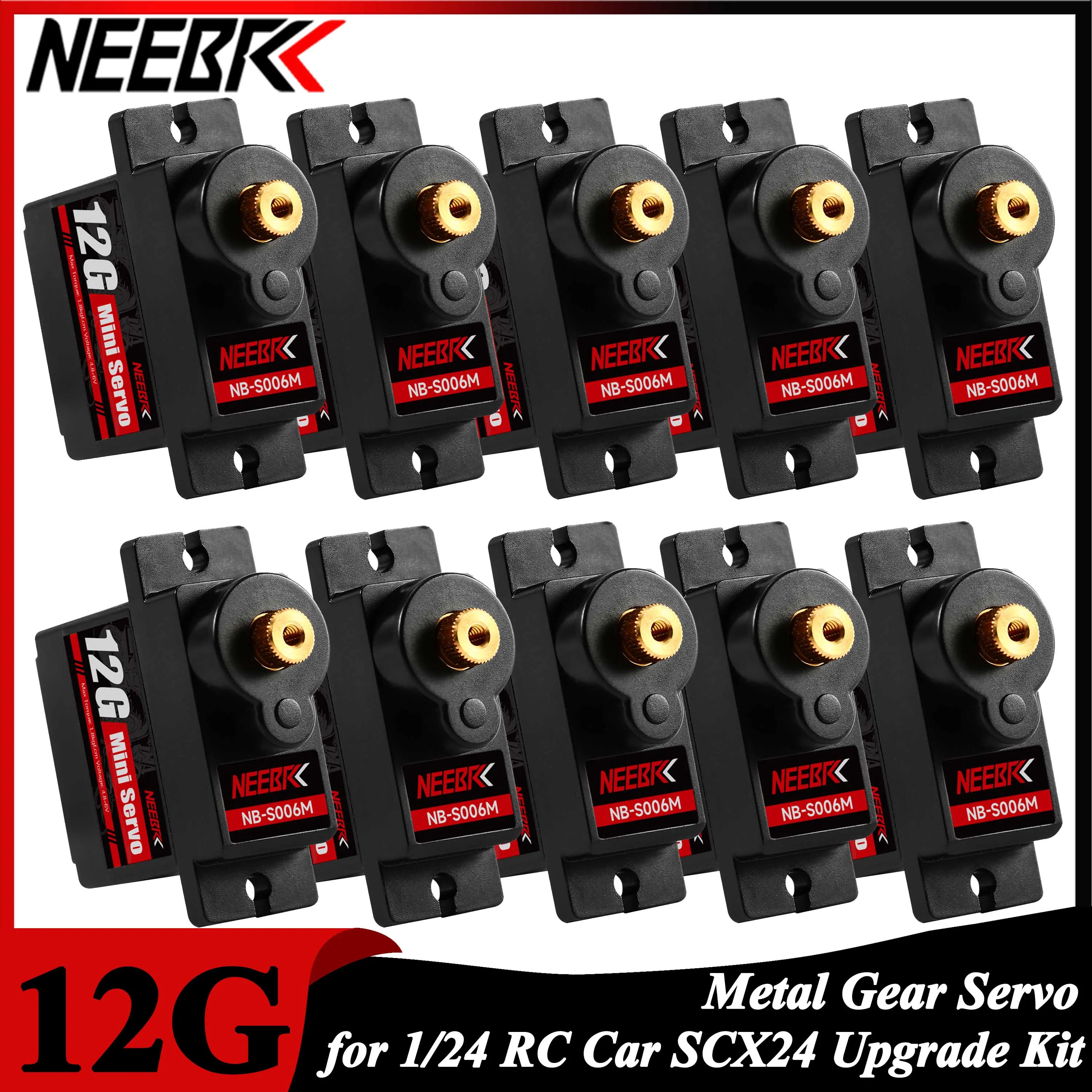 1/5/10/20PCS NEEBRC 12G Metal Gear Waterproof Digital Servo for 1/24 RC Car Mini Drone Helicopter SG90 MG90S WLtoys Axial SCX24