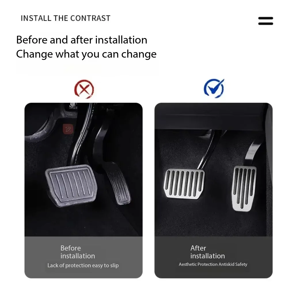 For Tesla Model Y 3 Highland Upgrade Foot Pedal Pads Cover Non-slip Accelerator Brake Rest Performance Aluminum Mats Accessories
