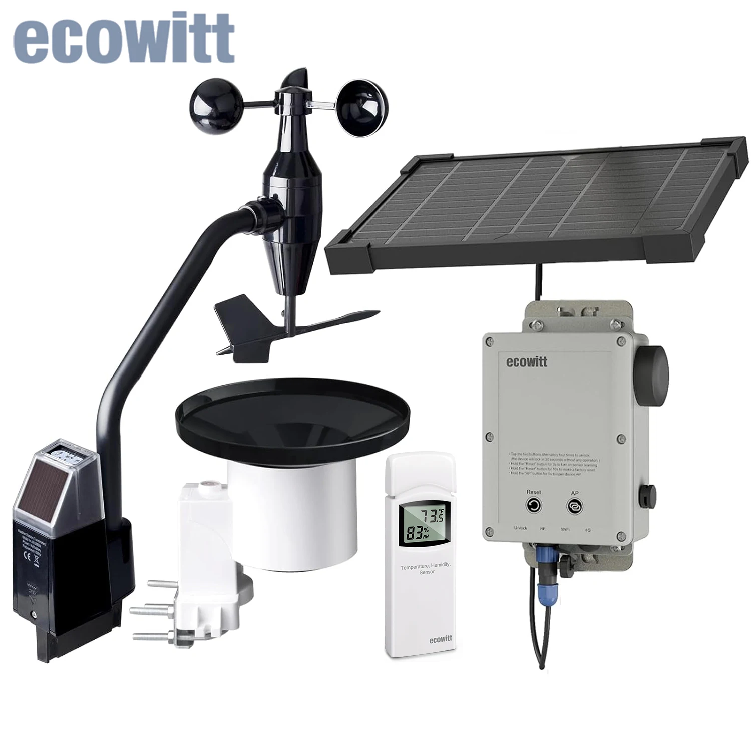 Ecowitt WittField WS6210 7-in-1 Wireless Weather Station Professional 4G & Wi-Fi Solar-Powered  Wireless Weather Station