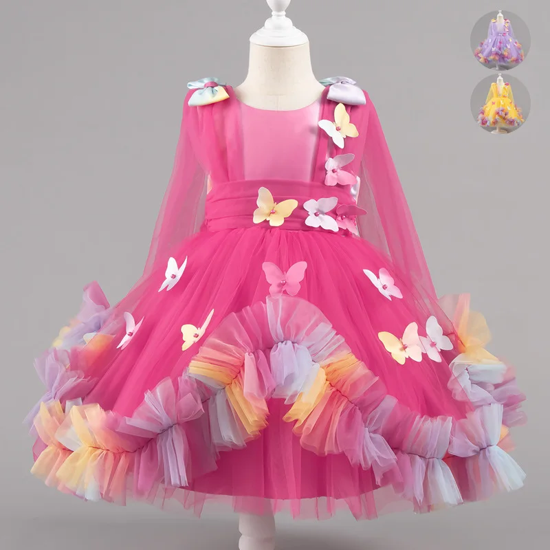 Summer New Children's Fluffy Skirt Bow Princess Skirt Girls' Dress Birthday Party Dress
