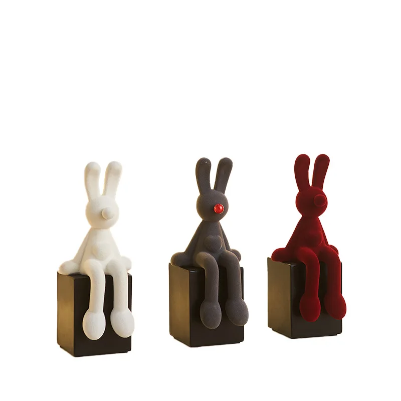 

Modern simple home living room desktop TV cabinet wine cabinet decorative ceramic love blowing bubble rabbit hanging foot