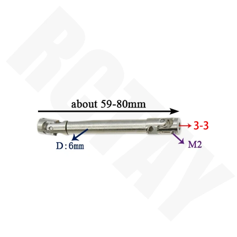 Telescopic Drive Shaft Universal Joint Transmission Shafts Cardan Shaft Spline Coupling for RC 4WD Crawler Military Car