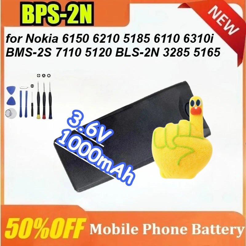 

New BPS-2N 3.6V 1000mAh Mobile Phone Battery for Nokia 6150 6210 5185 6110 6310i BMS-2S 7110 5120 BLS-2N 3285 5165 + tools