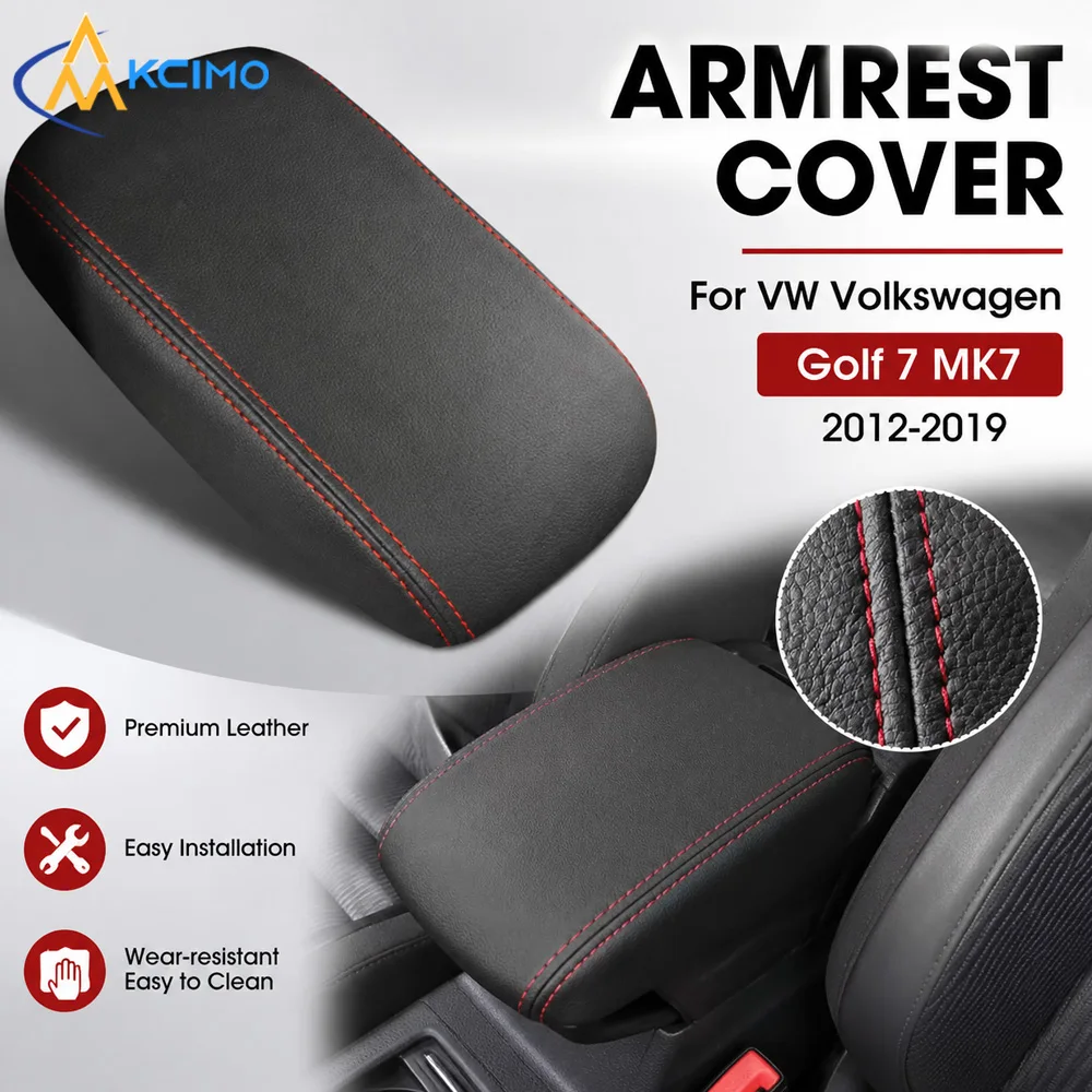 PU Leather Armrest Box Cover Car Center Console Lid Protector For VW Golf 7 2012-2019 Refresh Worn Armrest Interior Mod Parts
