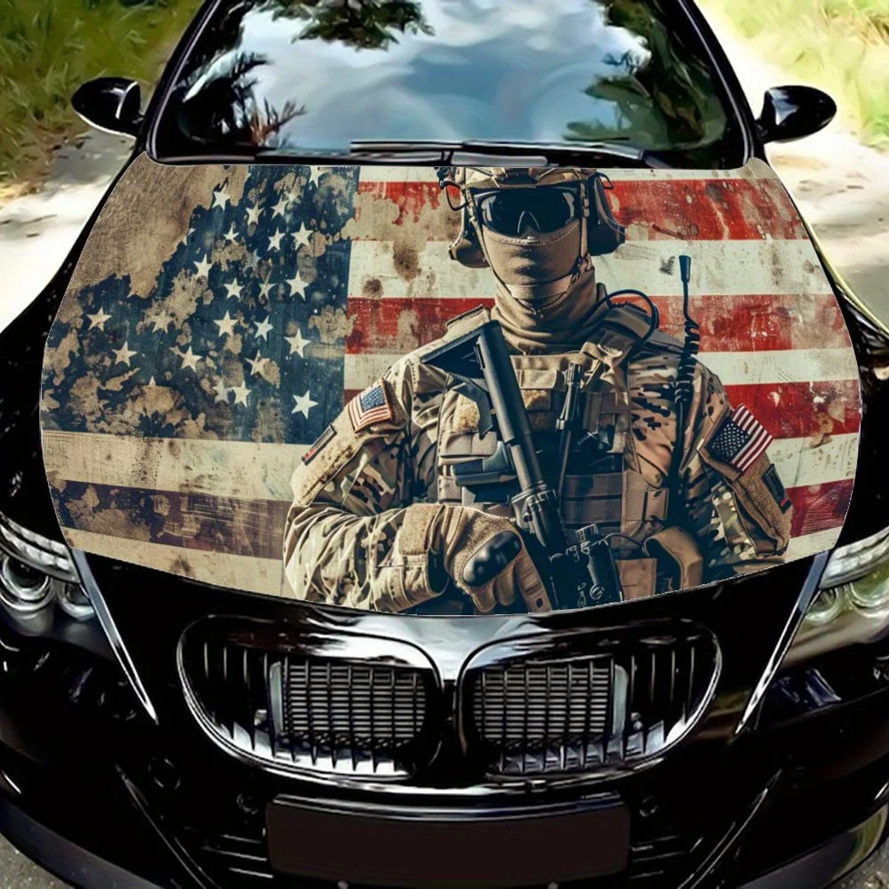 American flag, soldiers, combat equipment, firearms, GIsDecal Stickers for Car Covers Stickers for Decorating Car Covers Vinyl D