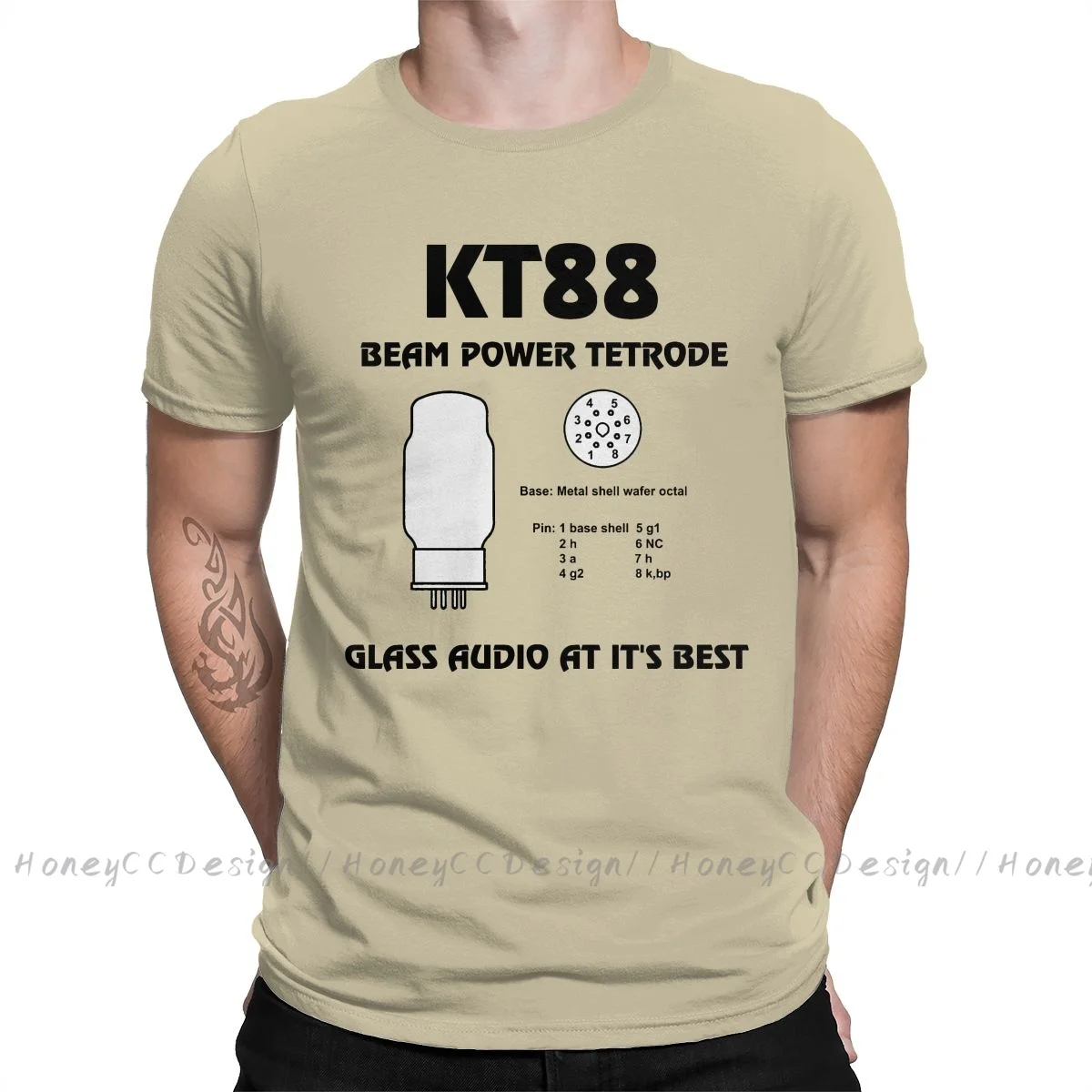 Vacuum Tube T-Shirt Men Top Quality 100% Cotton Short Summer Sleeve KT88 Vacuum Tube Casual Shirt Loose