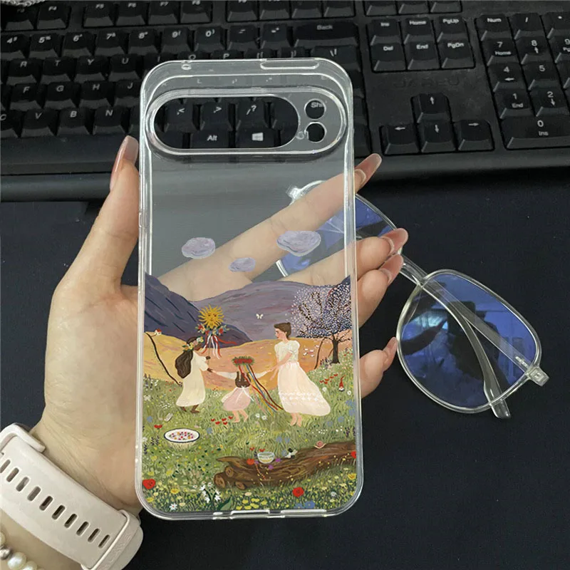 ل Pixel 10 Pro XL حالة النفط اللوحة الخريف الغابات قرية جراب هاتف لجوجل بكسل 10 9 برو XL 8 7 6 6A 7A 8A لينة غطاء #2