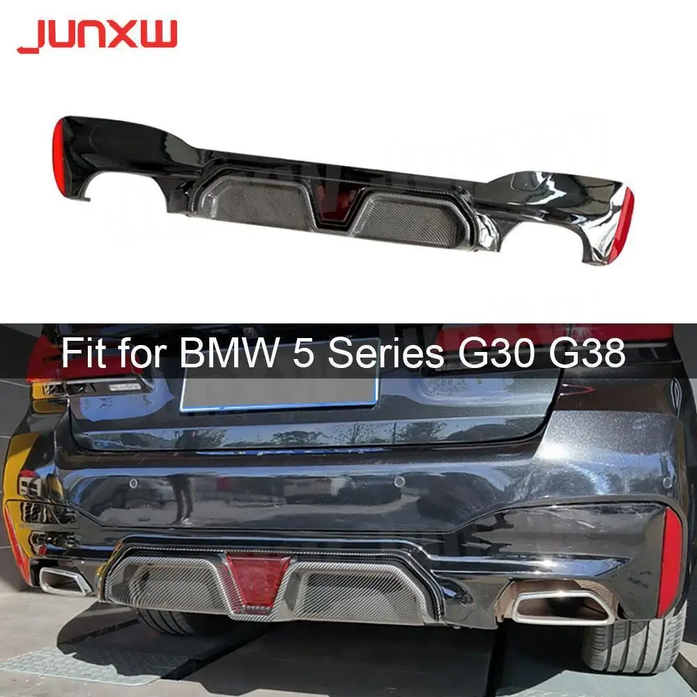 

ABS Carbon Look Rear Bumper Diffuser Lip For BMW 5 Series G30 G38 Sedan 2017-2019 Gloss Black Rear Guard Splitter Spoiler Plate