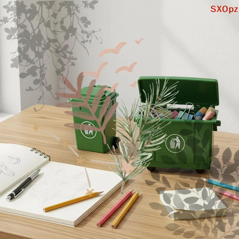 1 Set Mini Desktop Storage Bin: Portable Desk Trash Container Multifunctional Organizer Office Stationery