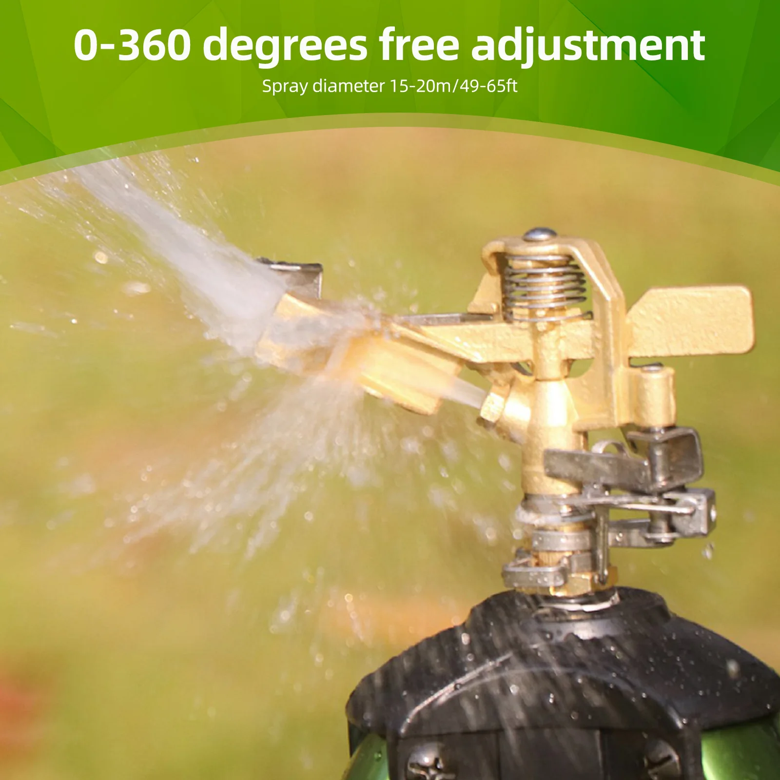 Dampak Sprinkler pada dasar Tripod tugas berat rumput Sprinkler 360 derajat Area besar irigasi kuningan Sprinkler Nozzle dan seng Alloy